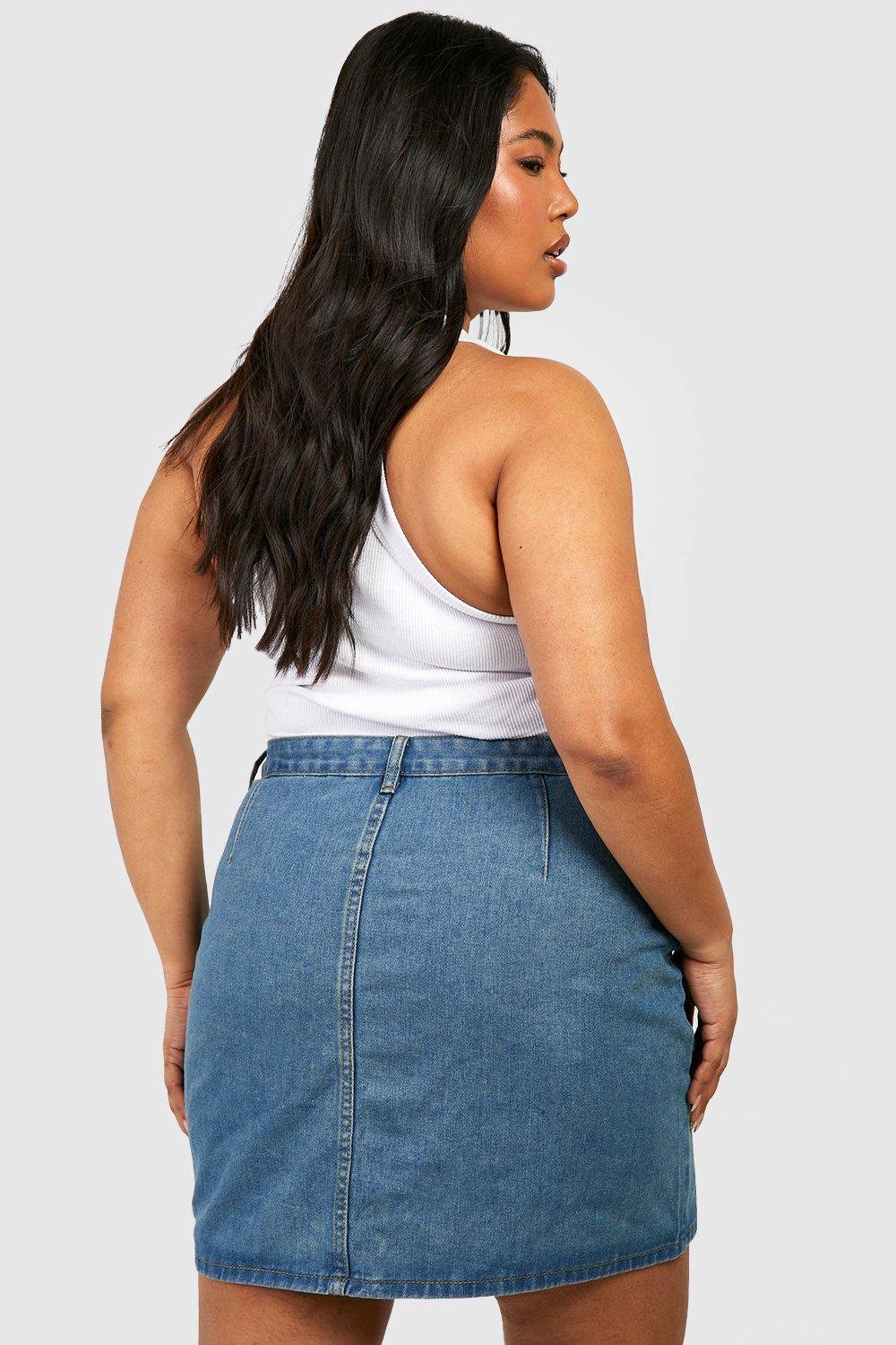 Plus size clearance denim skirt boohoo